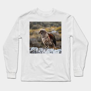 Kea Bird Showing its Colorful Wings in the Mountains of New Zealand Long Sleeve T-Shirt